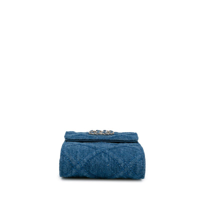 Blue Chanel Denim 19 Phone Holder with Chain Satchel