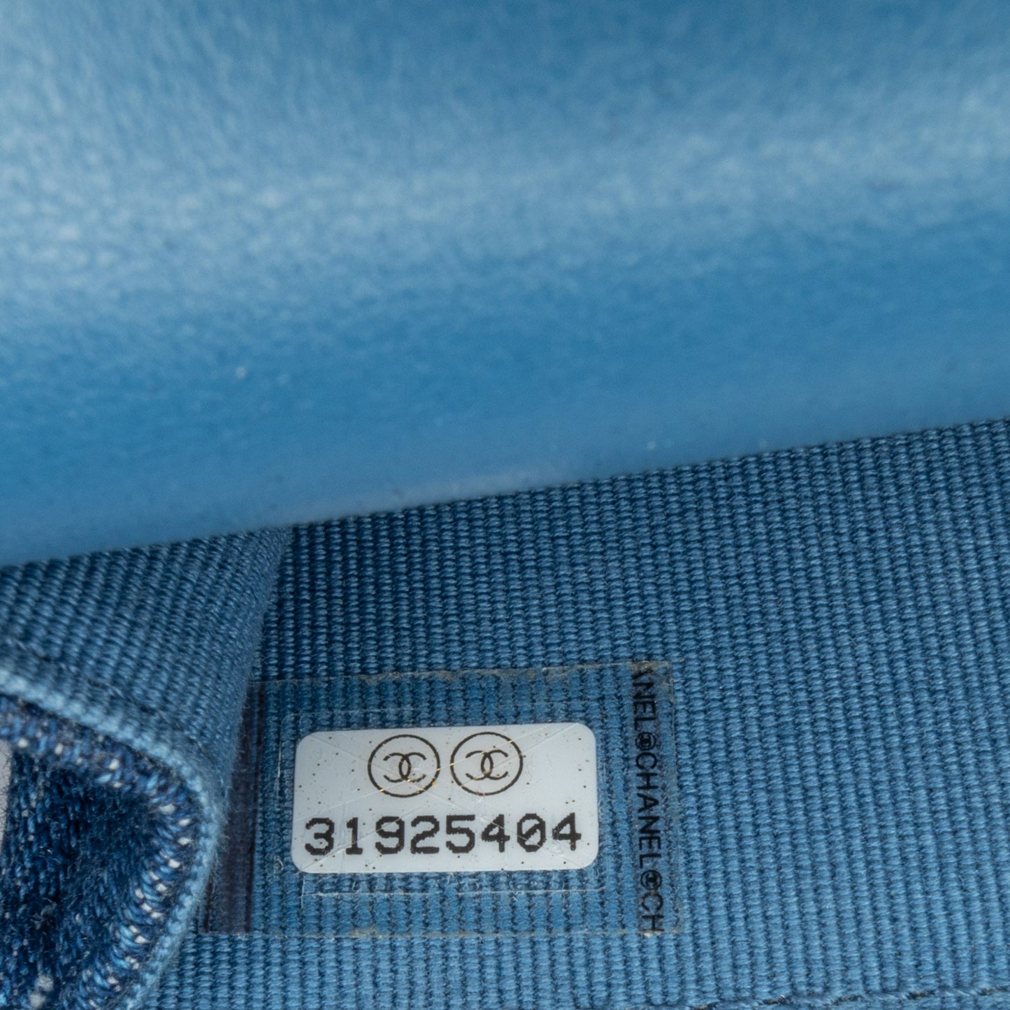 Blue Chanel Denim 19 Phone Holder with Chain Satchel