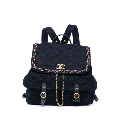 Blue Chanel Paris-Cosmopolite Velvet Parisian Stroll Backpack
