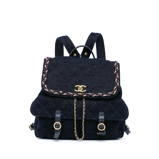 Blue Chanel Paris-Cosmopolite Velvet Parisian Stroll Backpack