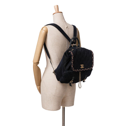 Blue Chanel Paris-Cosmopolite Velvet Parisian Stroll Backpack