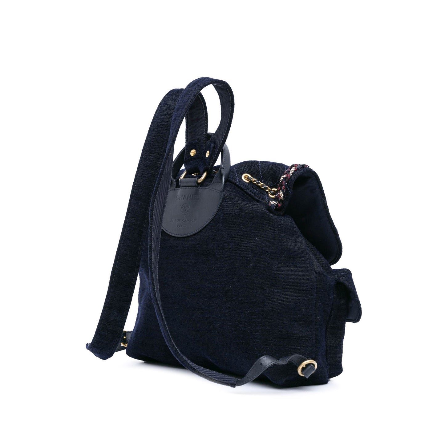 Blue Chanel Paris-Cosmopolite Velvet Parisian Stroll Backpack