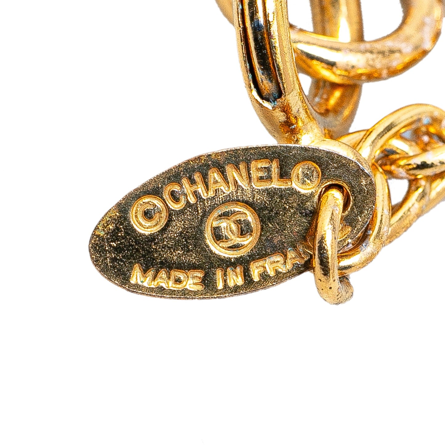 Gold Chanel Gold Plated CC Round Pendant Necklace
