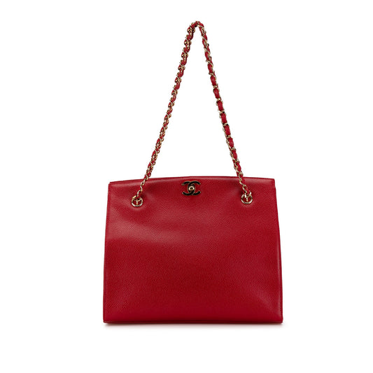 Chanel Sac CC Caviar Turn Lock Chain Tote