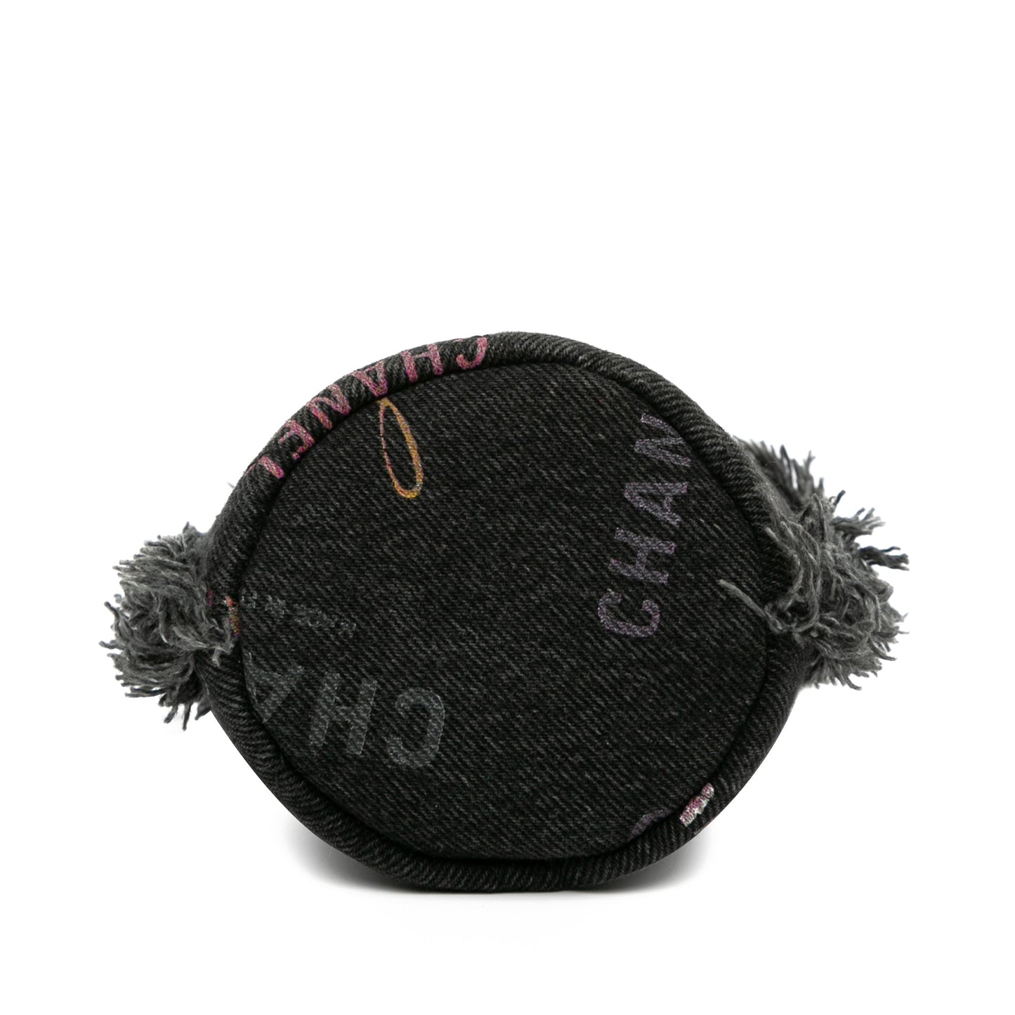 Gray Chanel Mini Denim Mood Bucket with Chain