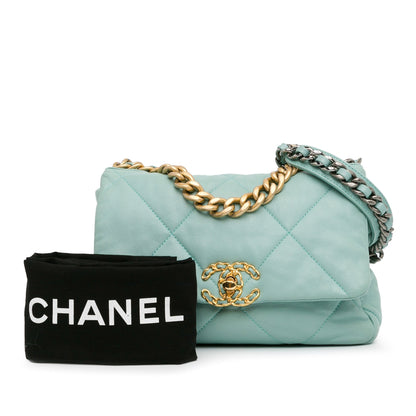 Blue Chanel Medium Lambskin 19 Flap Satchel