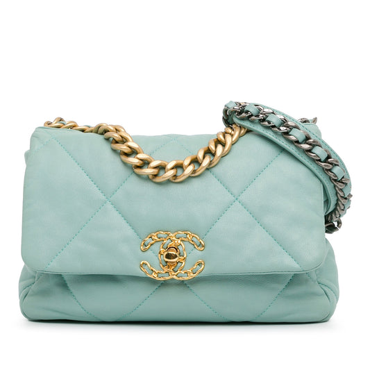 Blue Chanel Medium Lambskin 19 Flap Satchel