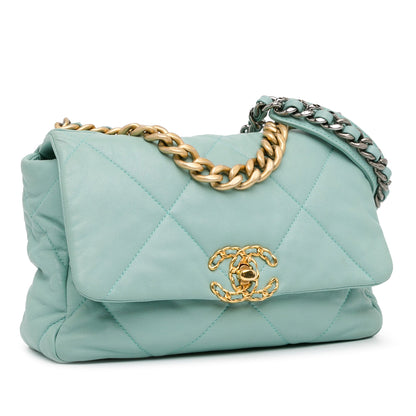 Blue Chanel Medium Lambskin 19 Flap Satchel