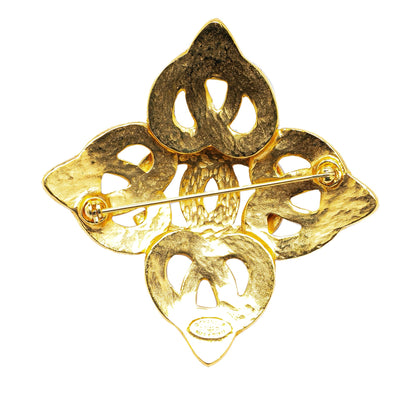 Gold Chanel Gold Plated CC Flower Brooch
