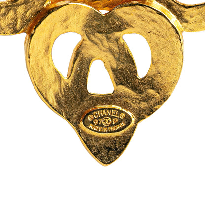 Gold Chanel Gold Plated CC Flower Brooch