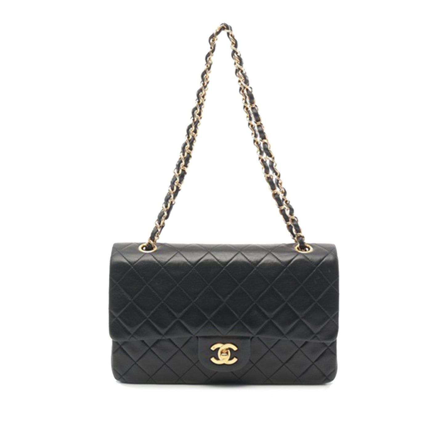 Black Chanel Medium Classic Lambskin Double Flap Shoulder Bag