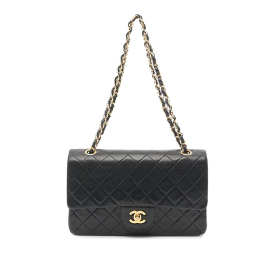 Black Chanel Medium Classic Lambskin Double Flap Shoulder Bag