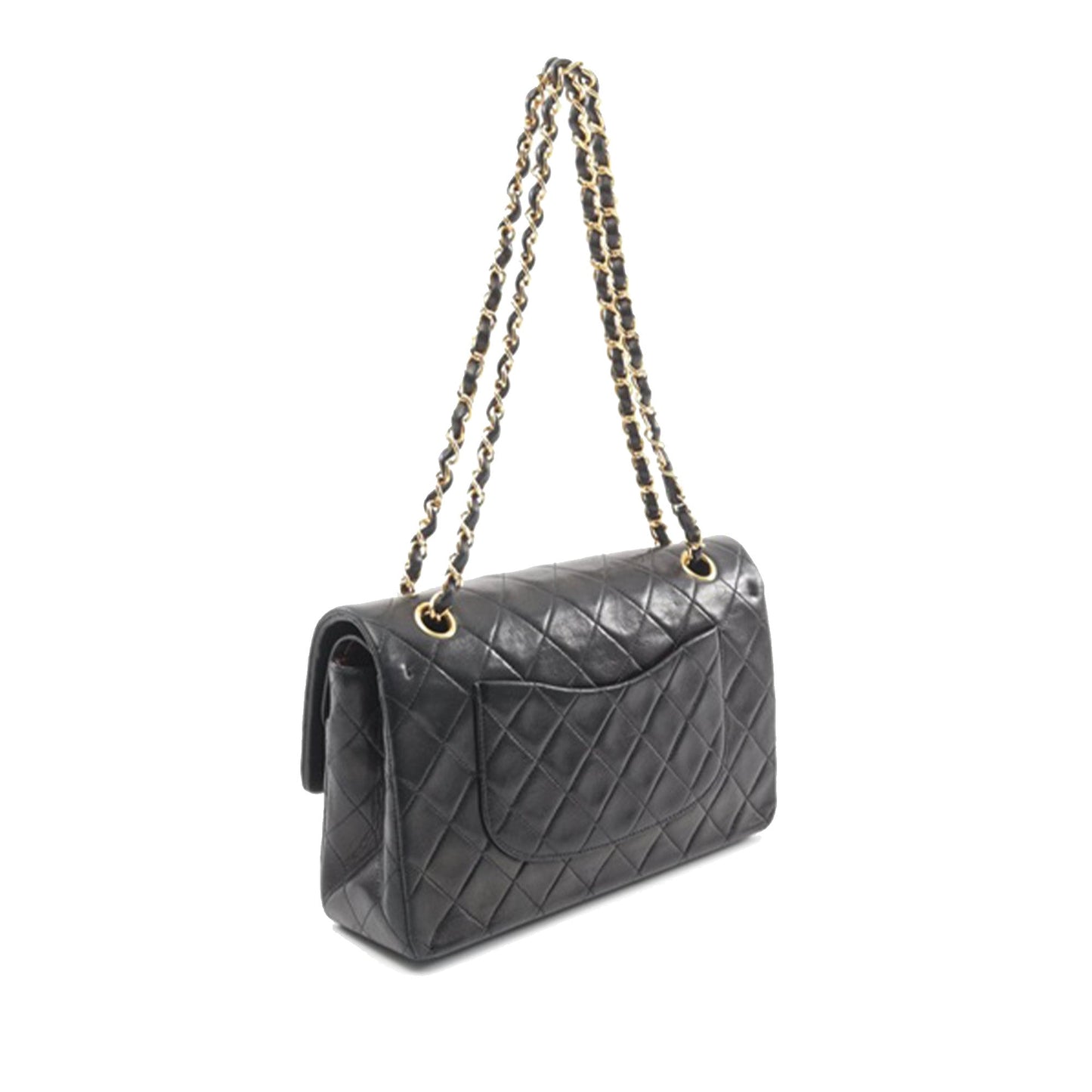 Black Chanel Medium Classic Lambskin Double Flap Shoulder Bag