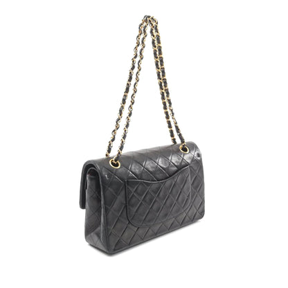 Black Chanel Medium Classic Lambskin Double Flap Shoulder Bag