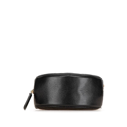 Black Chanel Quilted Caviar Crystal CC Round Clutch With Chain Crossbody Bag