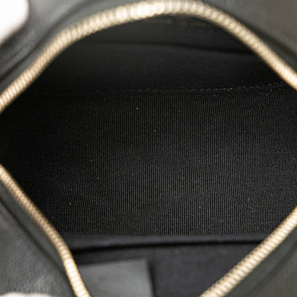 Black Chanel Quilted Caviar Crystal CC Round Clutch With Chain Crossbody Bag