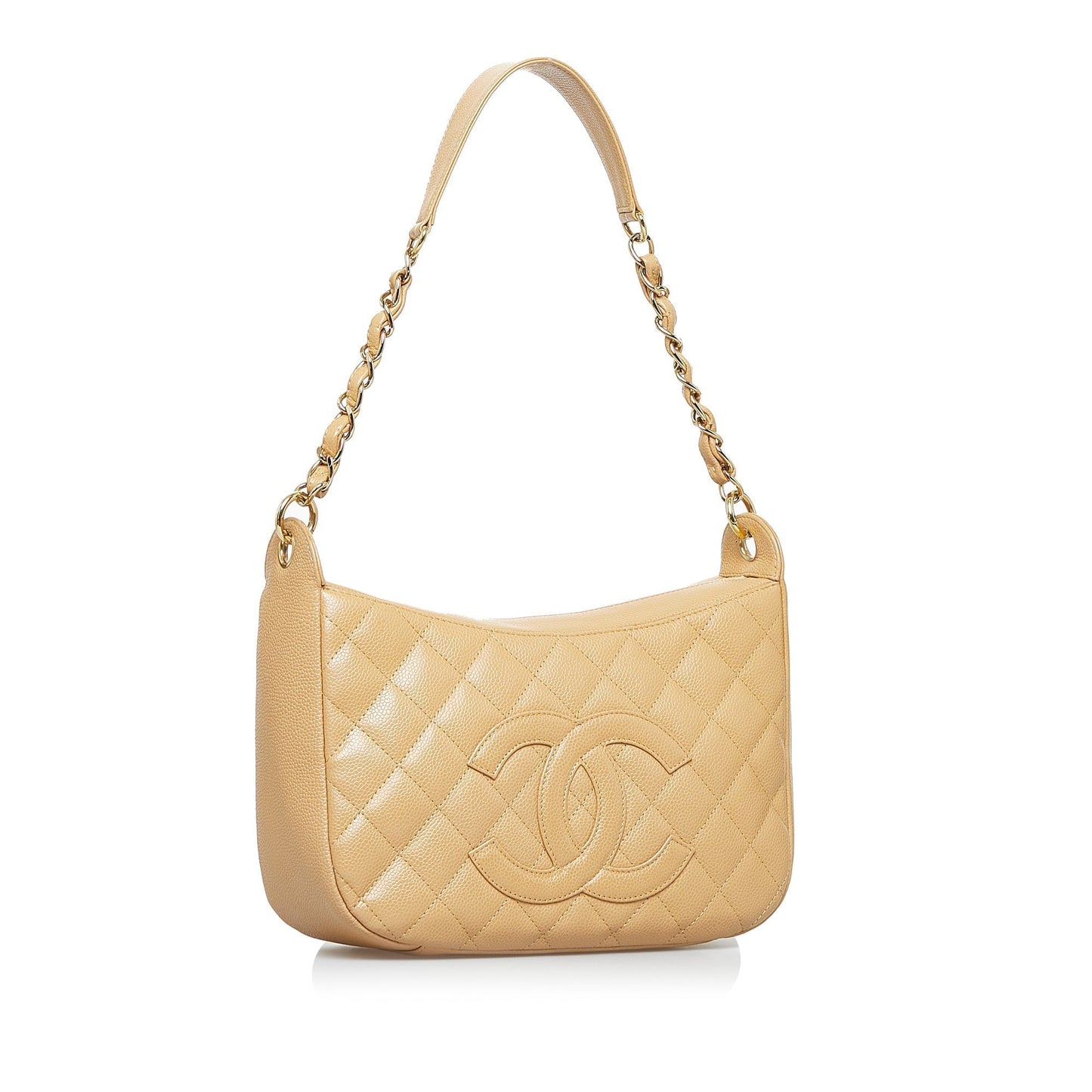 Chanel CC Timeless Shoulder Bag Large Beige Caviar Gold
