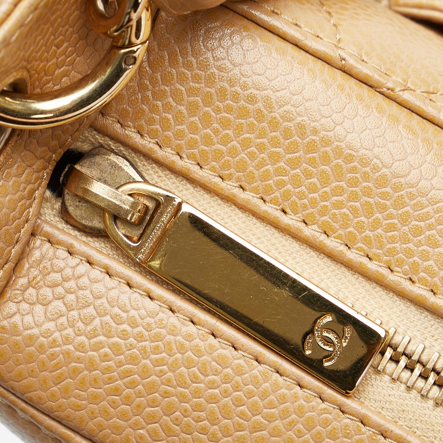 Chanel CC Timeless Shoulder Bag Large Beige Caviar Gold