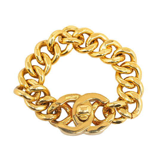 Gold Chanel CC Turnlock Chain Bracelet