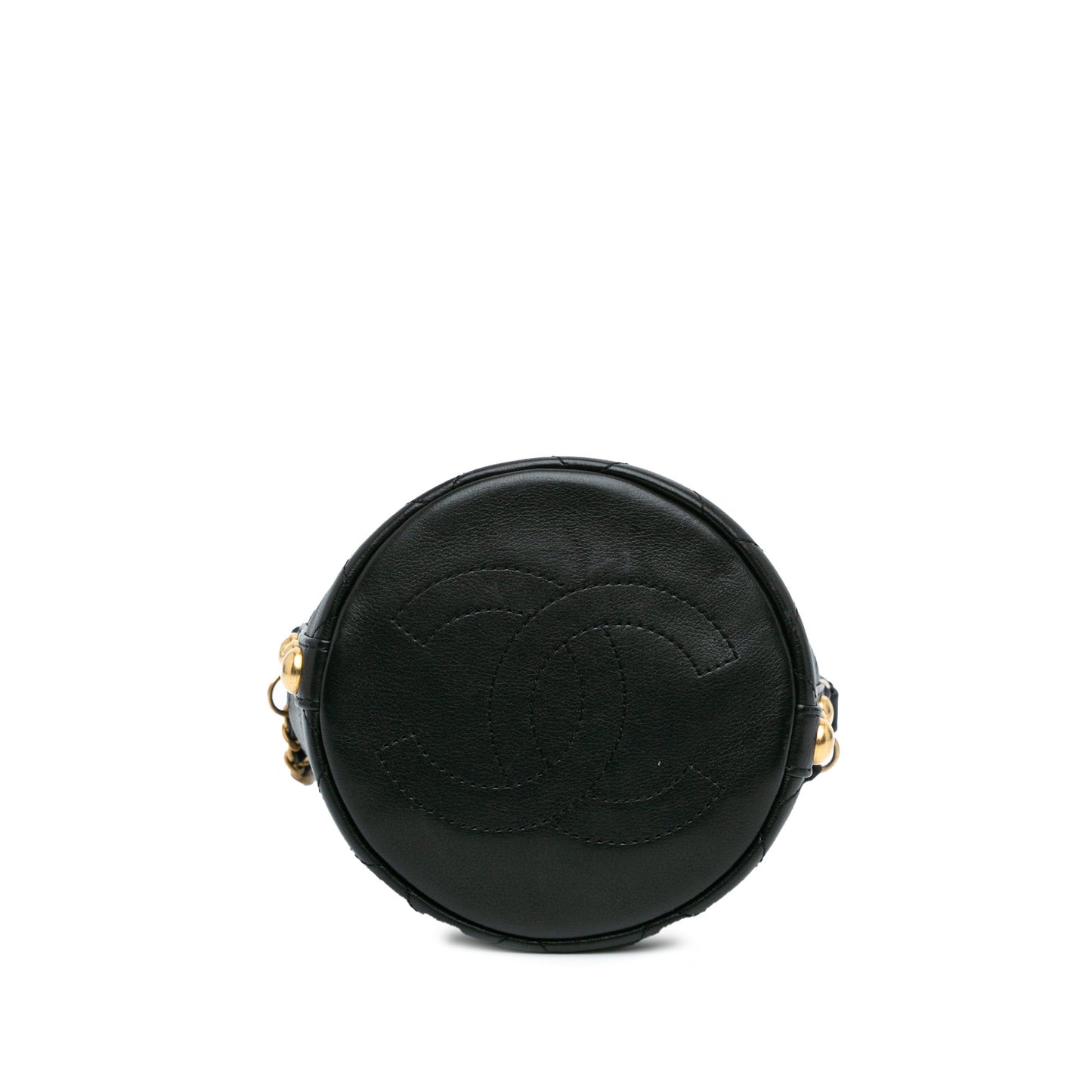 Black Chanel Small CC Calfskin and Tweed Drawstring Bucket Bag Satchel