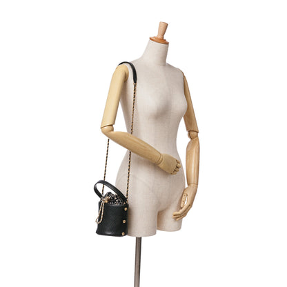 Chanel Sac Small CC Calfskin and Tweed Drawstring Bucket Bag