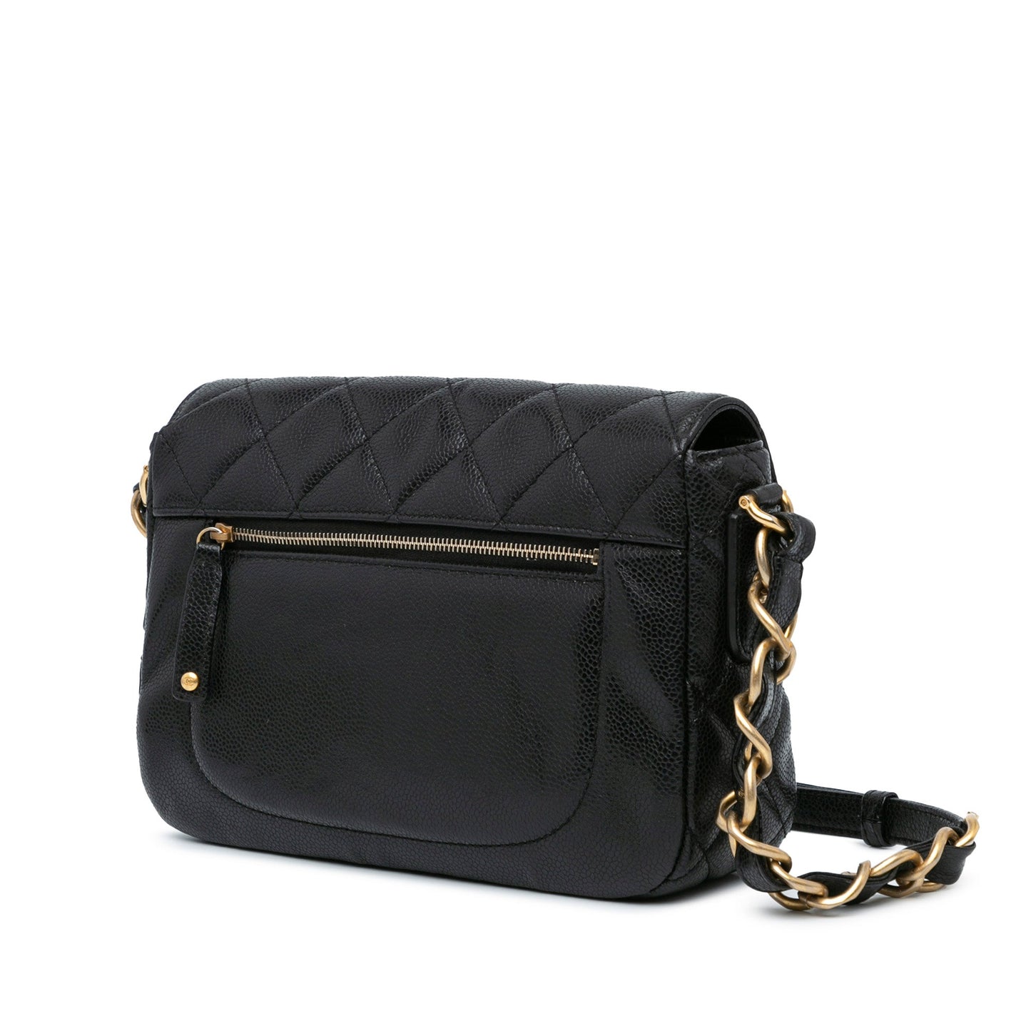 Black Chanel Quilted Caviar Single Flap Crossbody Bag