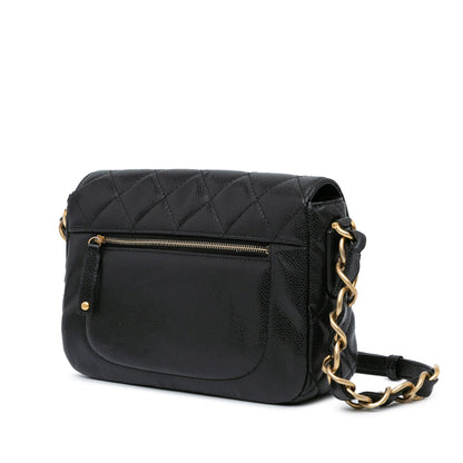 Black Chanel Quilted Caviar Single Flap Crossbody Bag