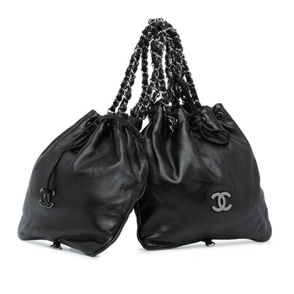 Chanel Sac CC Calfskin Dual Twin Chain Handbag