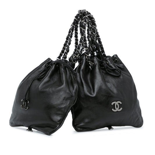 Chanel Sac CC Calfskin Dual Twin Chain Handbag