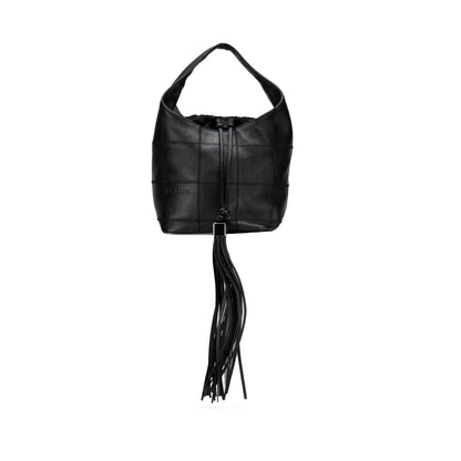Black Chanel Calfskin Square Stitch Bucket Bag