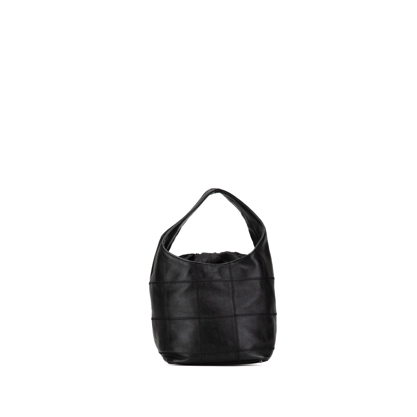 Black Chanel Calfskin Square Stitch Bucket Bag