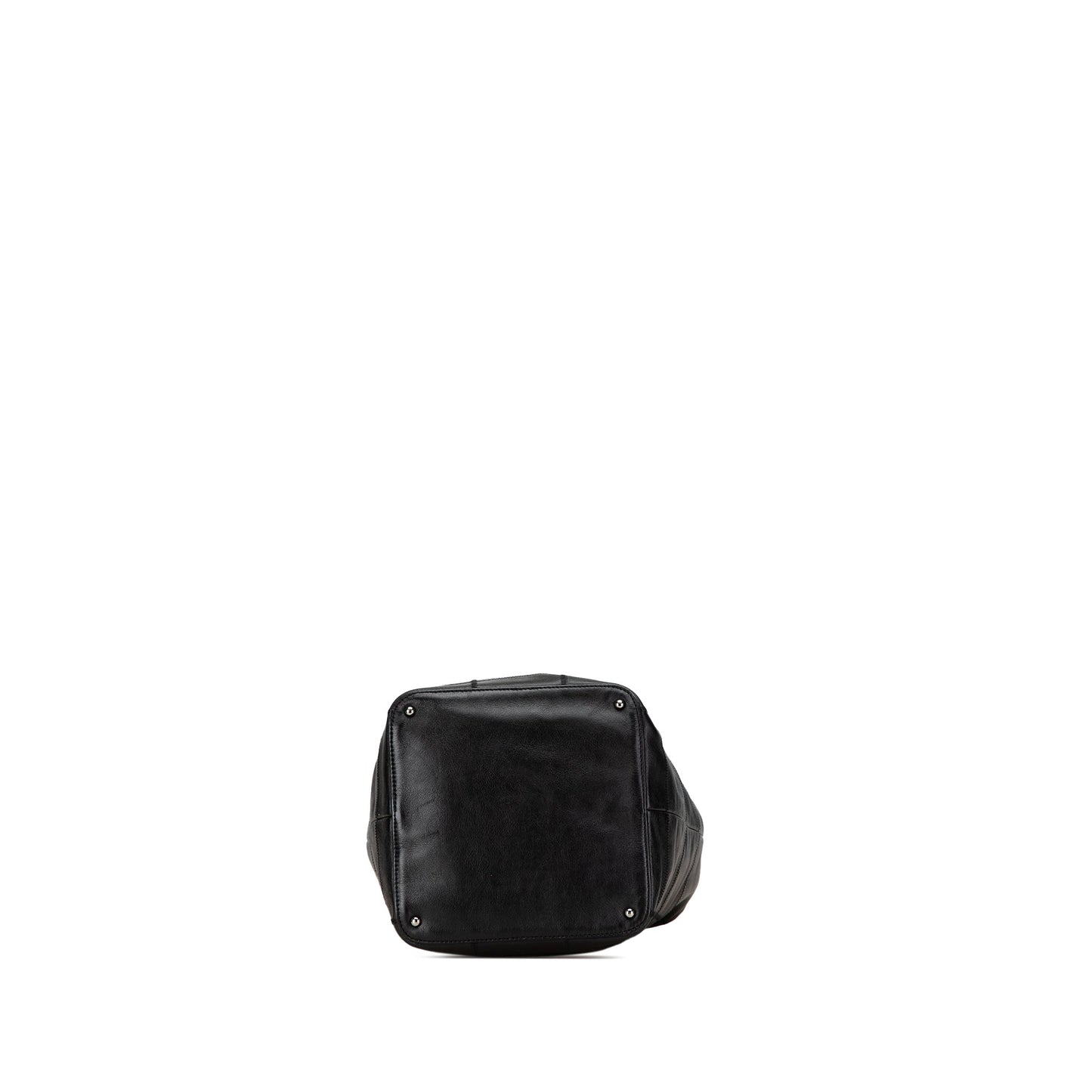 Black Chanel Calfskin Square Stitch Bucket Bag
