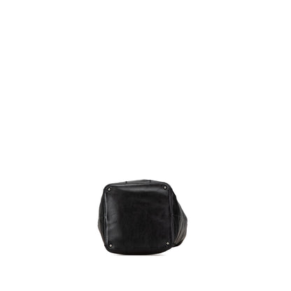 Black Chanel Calfskin Square Stitch Bucket Bag
