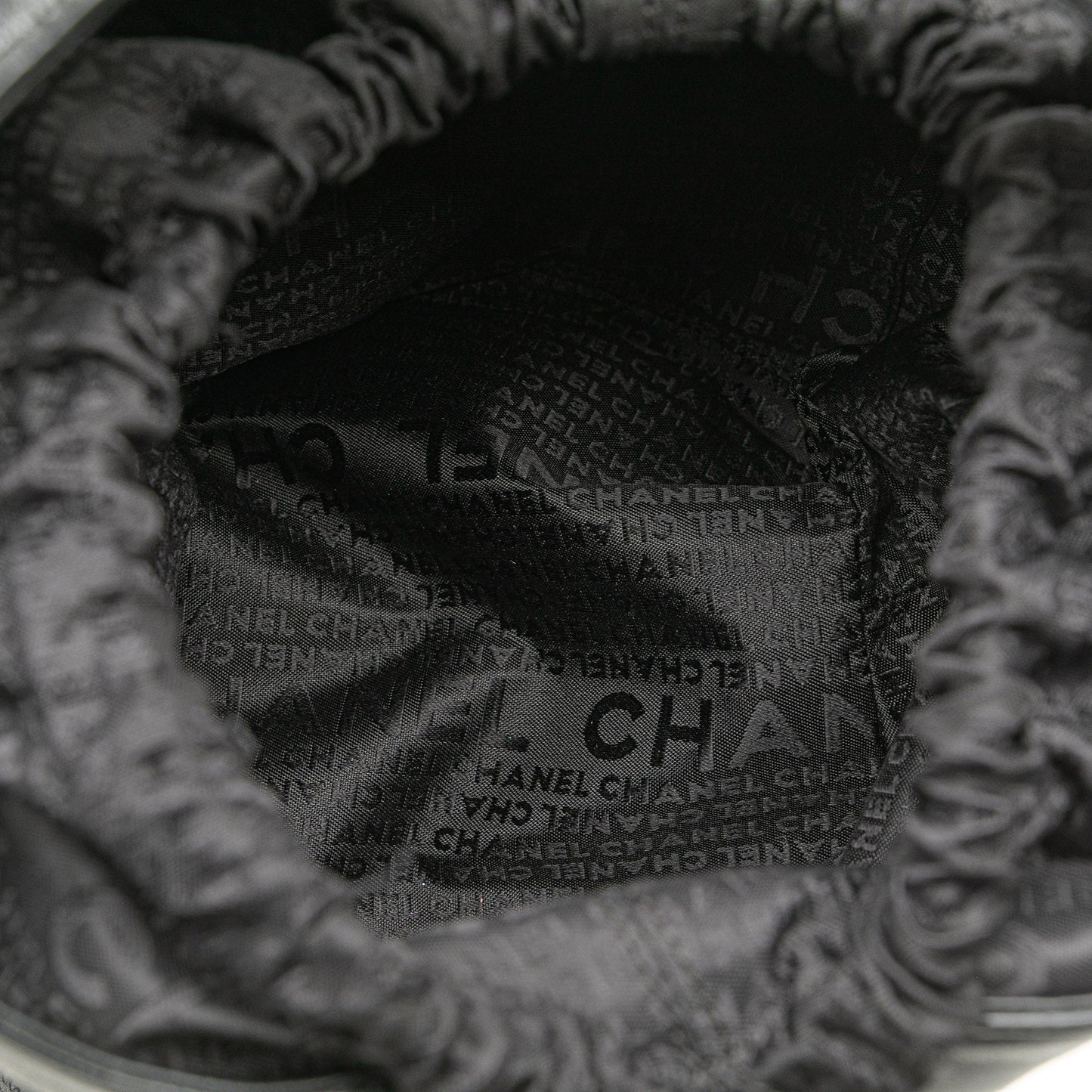 Black Chanel Calfskin Square Stitch Bucket Bag