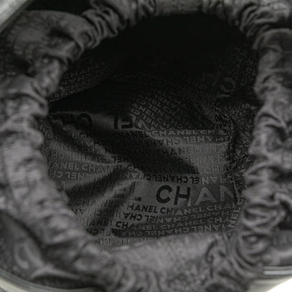 Black Chanel Calfskin Square Stitch Bucket Bag