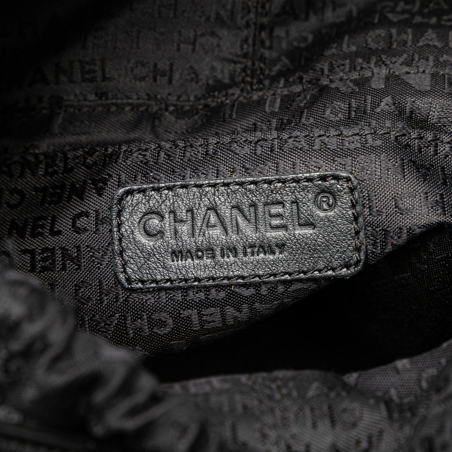 Black Chanel Calfskin Square Stitch Bucket Bag