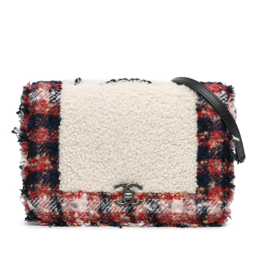 Chanel Sac CC Tweed and Shearling Single Flap