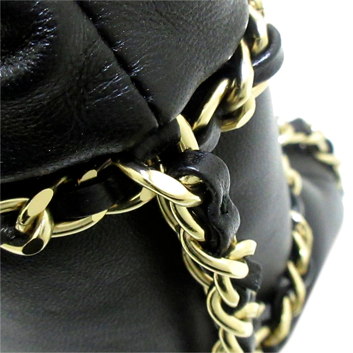 Black Chanel CC Chain Lambskin Leather Bucket Bag