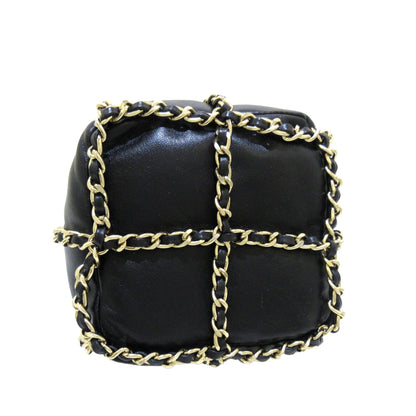 Black Chanel CC Chain Lambskin Leather Bucket Bag