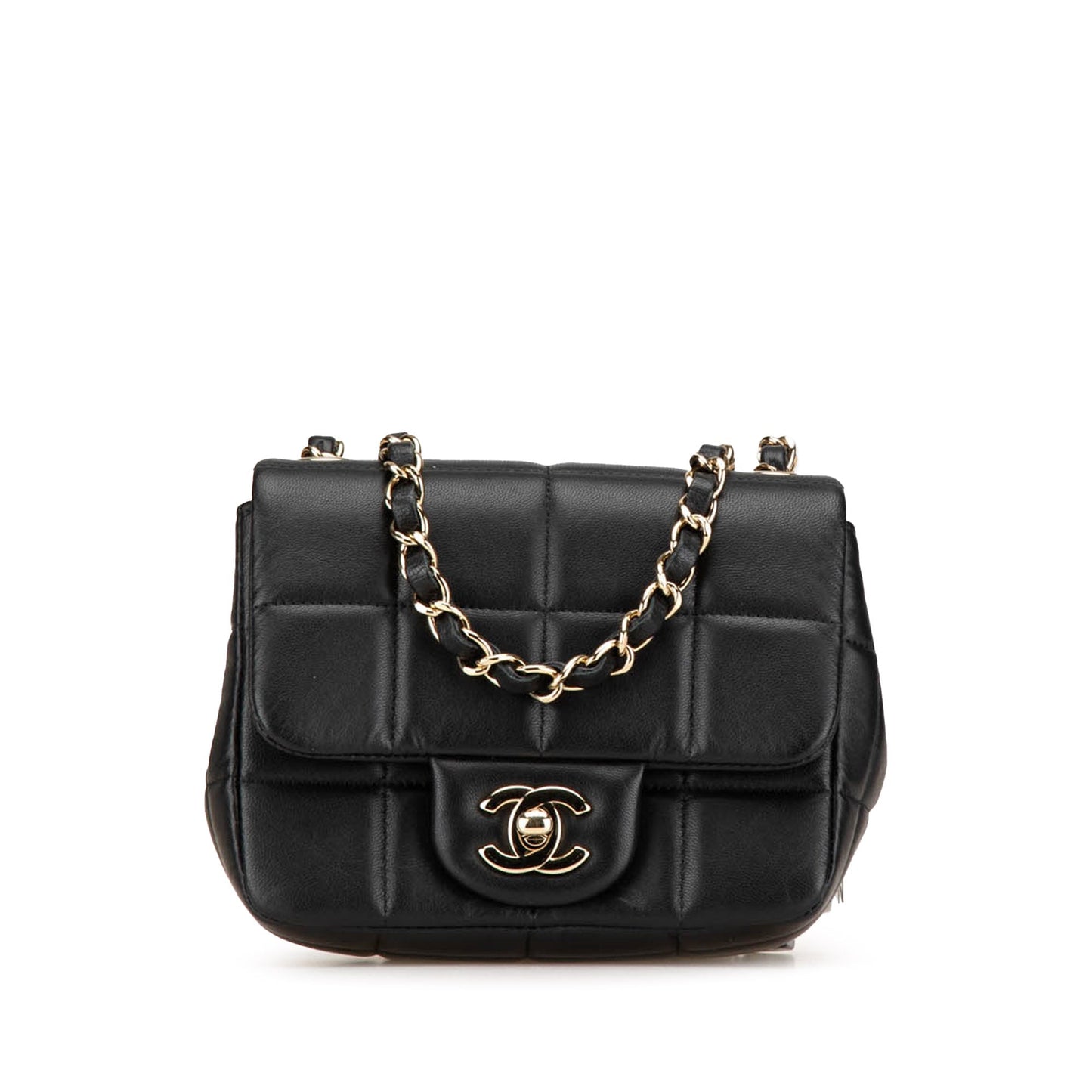 Black Chanel Mini Square Lambskin Resin Crystal Monacoco Flap Crossbody Bag
