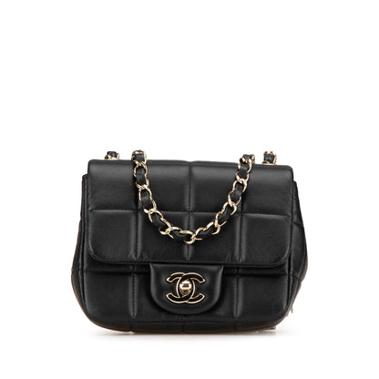 Black Chanel Mini Square Lambskin Resin Crystal Monacoco Flap Crossbody Bag