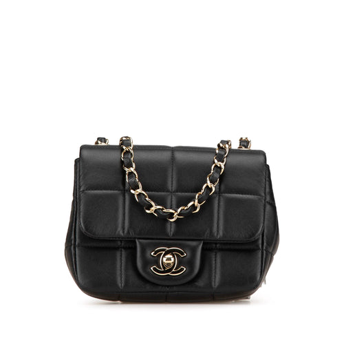 Black Chanel Mini Square Lambskin Resin Crystal Monacoco Flap Crossbody Bag