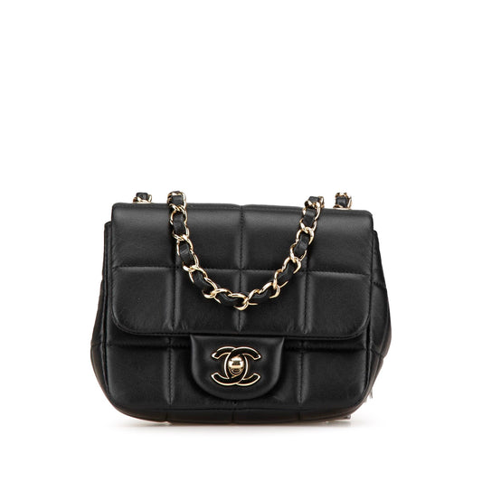 Black Chanel Mini Square Lambskin Resin Crystal Monacoco Flap Crossbody Bag