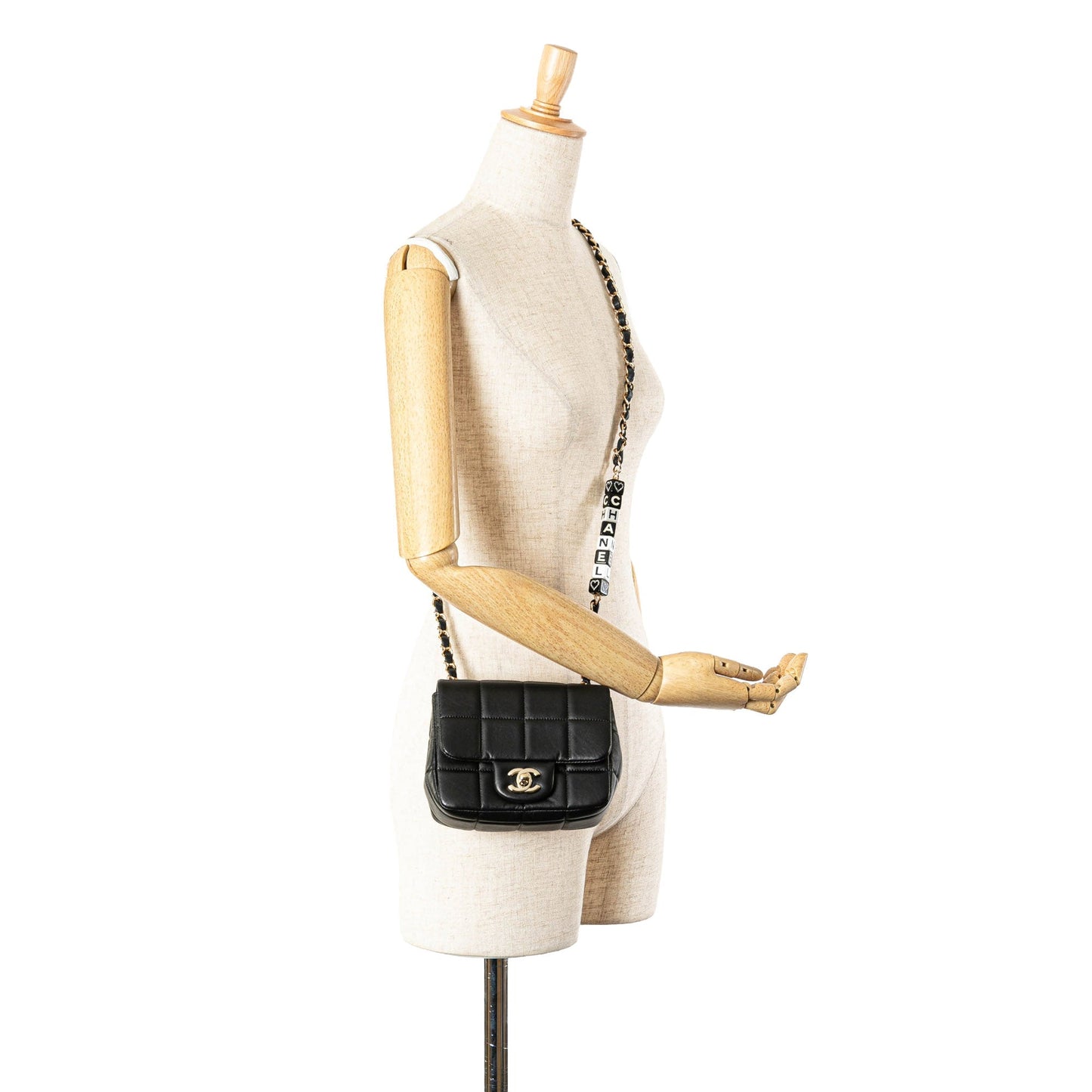 Black Chanel Mini Square Lambskin Resin Crystal Monacoco Flap Crossbody Bag