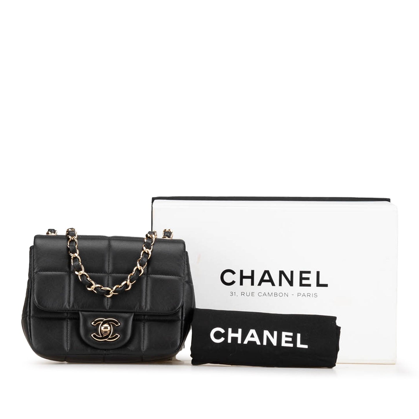 Black Chanel Mini Square Lambskin Resin Crystal Monacoco Flap Crossbody Bag