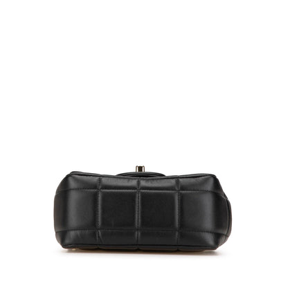 Black Chanel Mini Square Lambskin Resin Crystal Monacoco Flap Crossbody Bag