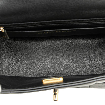 Black Chanel Mini Square Lambskin Resin Crystal Monacoco Flap Crossbody Bag