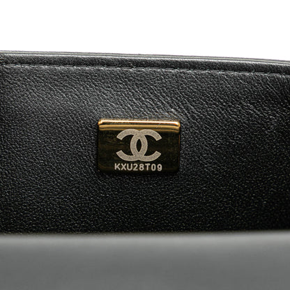 Black Chanel Mini Square Lambskin Resin Crystal Monacoco Flap Crossbody Bag