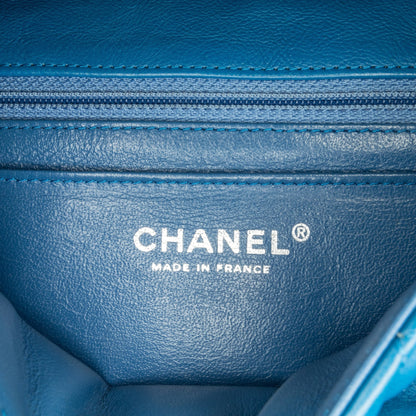 Blue Chanel Mini Rectangular Classic Lambskin Single Flap Crossbody Bag