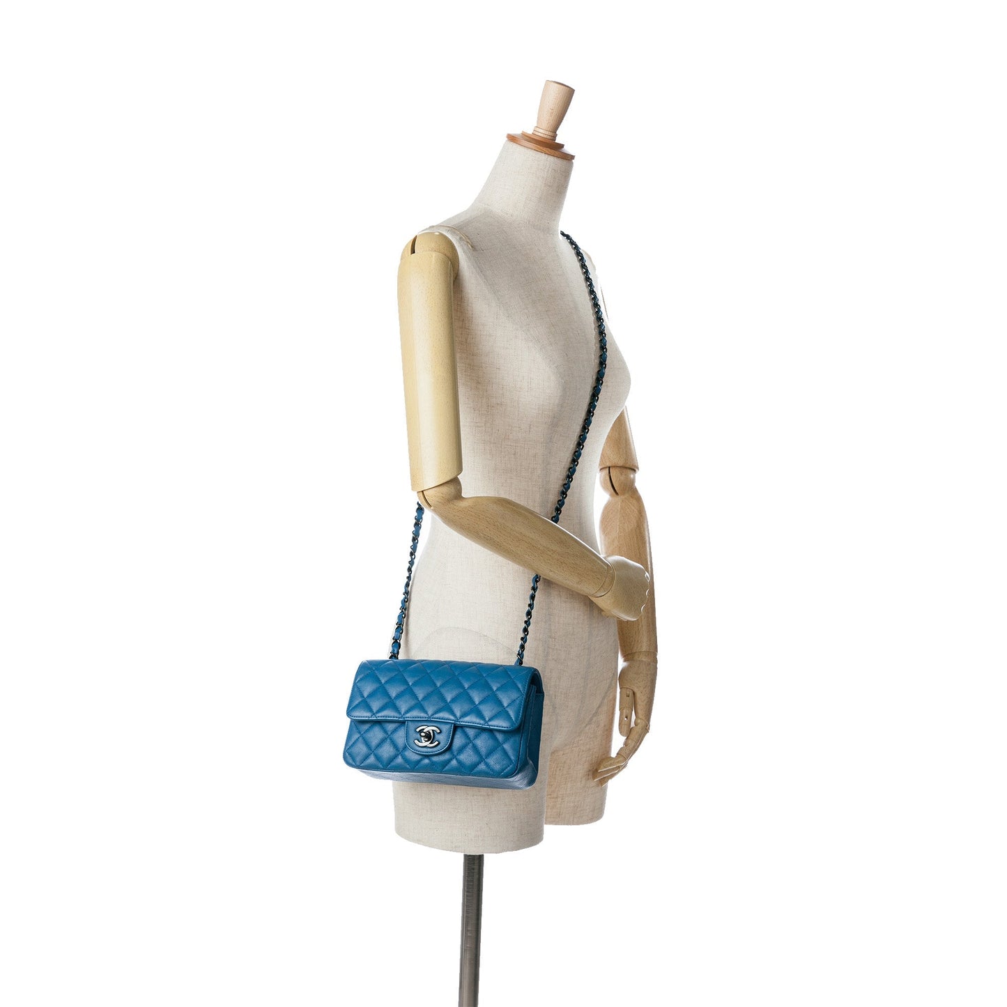 Blue Chanel Mini Rectangular Classic Lambskin Single Flap Crossbody Bag